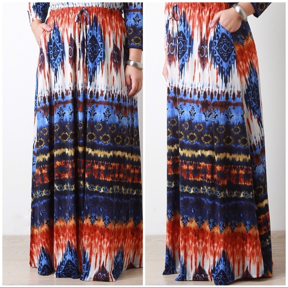 plus size tie dye maxi skirt